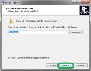 appium default location of installation